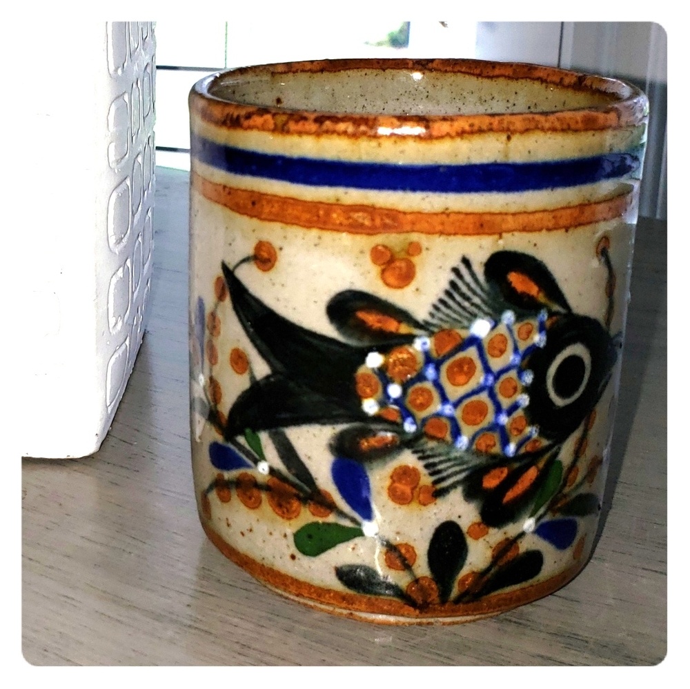 Artisan Stoneware Fish Mug Vintage